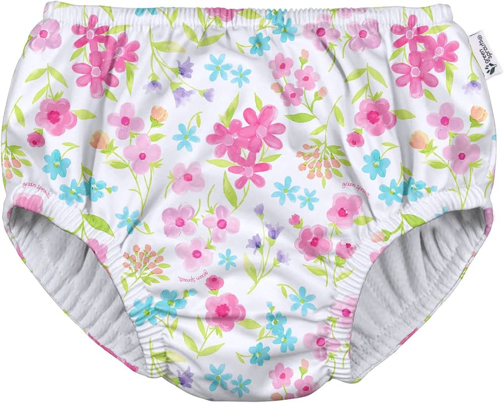 baby girls Pull-up Reusable and Toddler Swim Diaper, White Flower Bouqet, 6-12 Months US | Amazon (US)