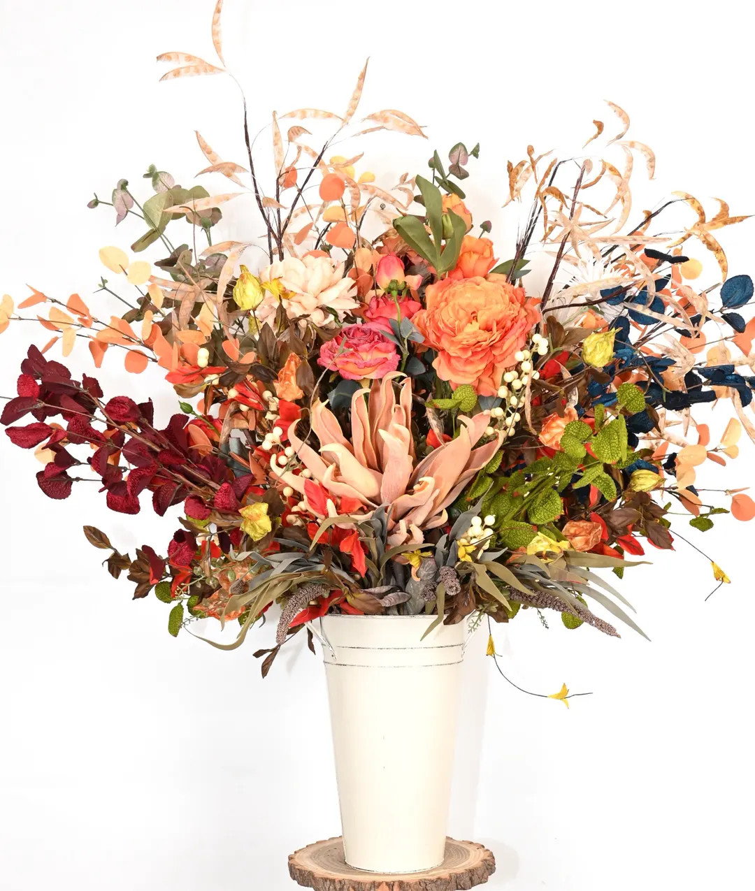 Autumn Abundance Faux Floral Arrangement in Tall White Vase - Etsy | Etsy (US)