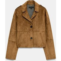 Zara - Faux Suede Jacket - Taupe Brown - M - Woman | Zara US
