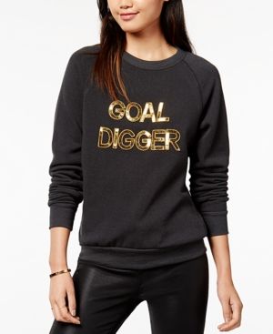 Bow & Drape Goal Digger Sequined Graphic Sweatshirt | Macys (US)