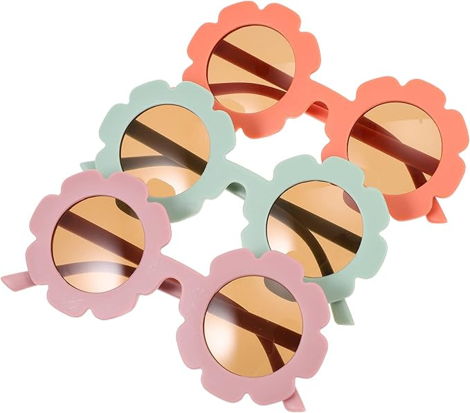 VALICLUD Flower Sunglasses- 3Pairs Round Kids Sunglasses Anti- UV Sunglasses Eyewear Party Photog... | Amazon (CA)
