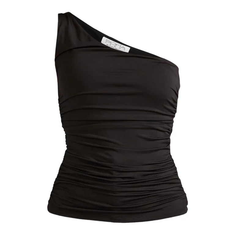 Sofia Jeans Women's Body Sculpt One Shoulder Ruched Top, Sizes XS-XXXL - Walmart.com | Walmart (US)