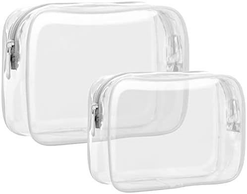TSA Approved Toiletry Bag - F-color 2 Pack Clear Travel Bags for Toiletries - Clear Makeup Bags Clea | Amazon (US)
