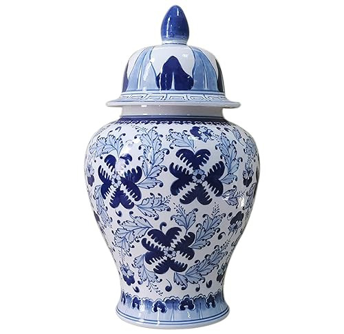 Handmade Ceramic Ginger Jar, Hand-Painted Pottery Ginger Jar, 15.7 inches, Chinoiserie Ginger Jar... | Amazon (US)