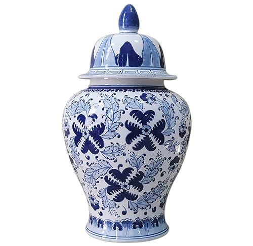 Handmade Ceramic Ginger Jar, Hand-Painted Pottery Ginger Jar, 15.7 inches, Chinoiserie Ginger Jar... | Amazon (US)