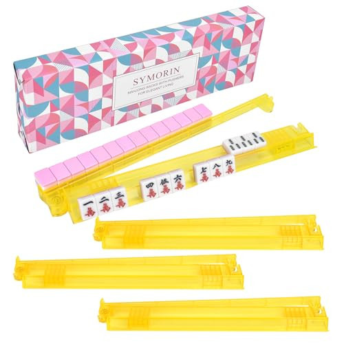 SYMORIN Non-Slip Mahjong Racks with Pushers, 4-Pack Clear Acrylic Racks, American Mahjong Accessories, Gift-Ready Mahjong Gifts (Yellow) | Amazon (US)