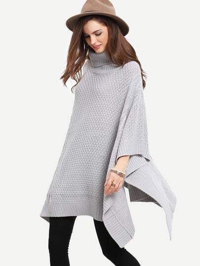 Grey Long Sleeve Loose Sweater | SHEIN