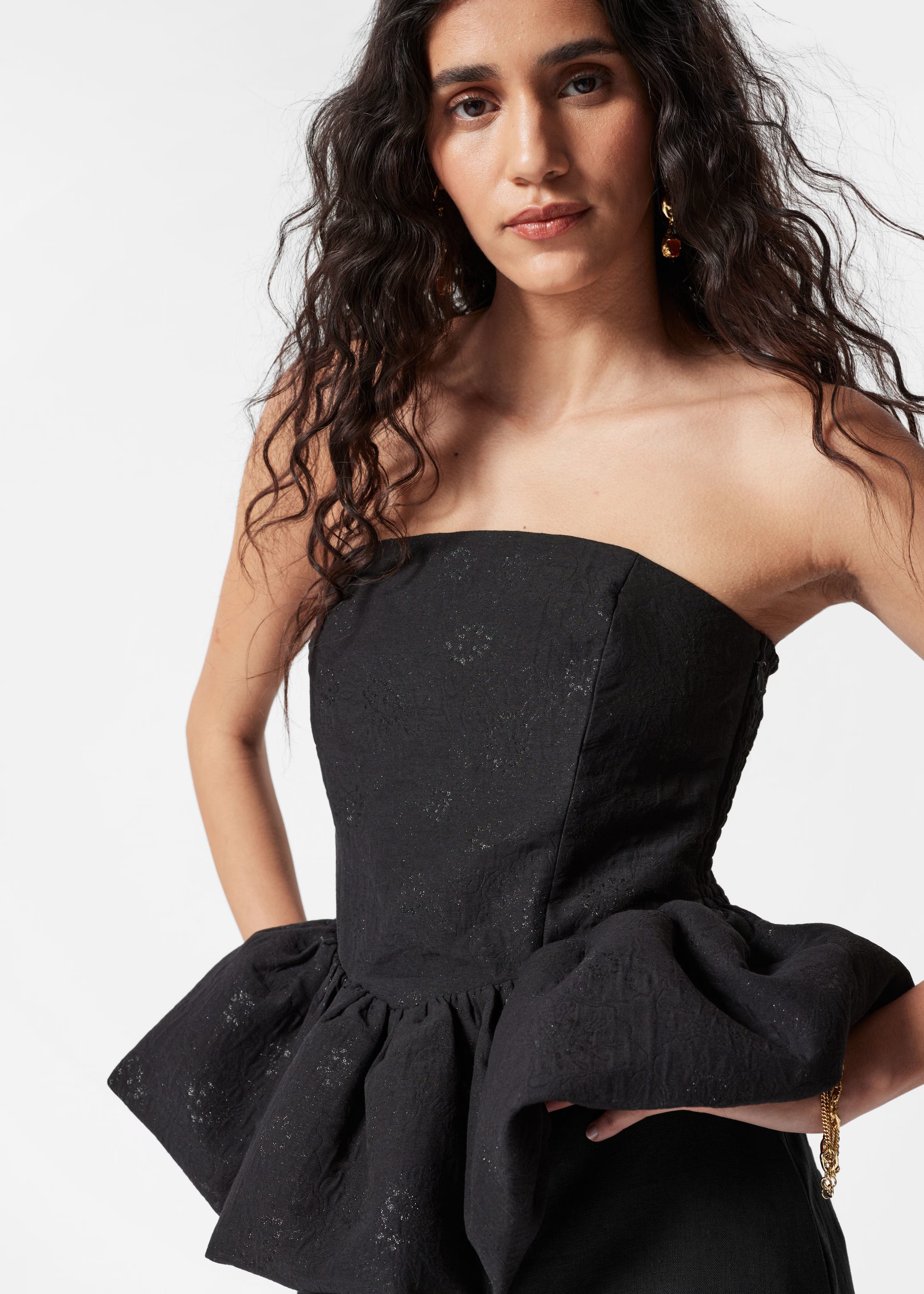 Bandeau Peplum Jacquard Top | & Other Stories UK