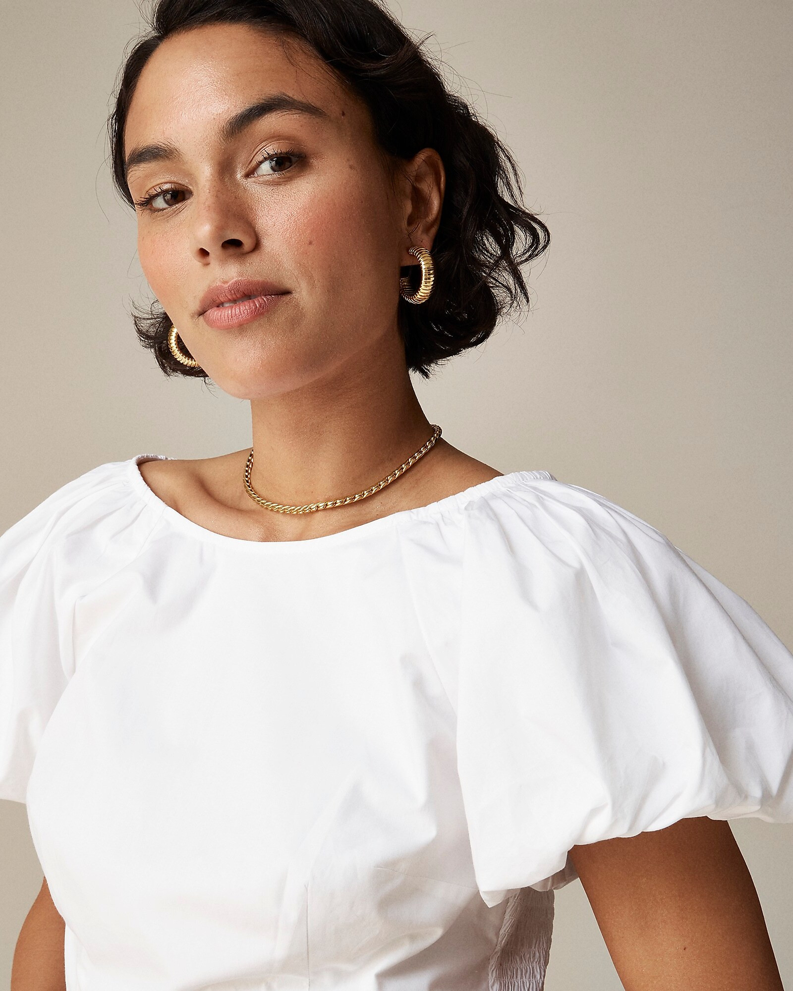 Fitted puff-sleeve top | J. Crew US