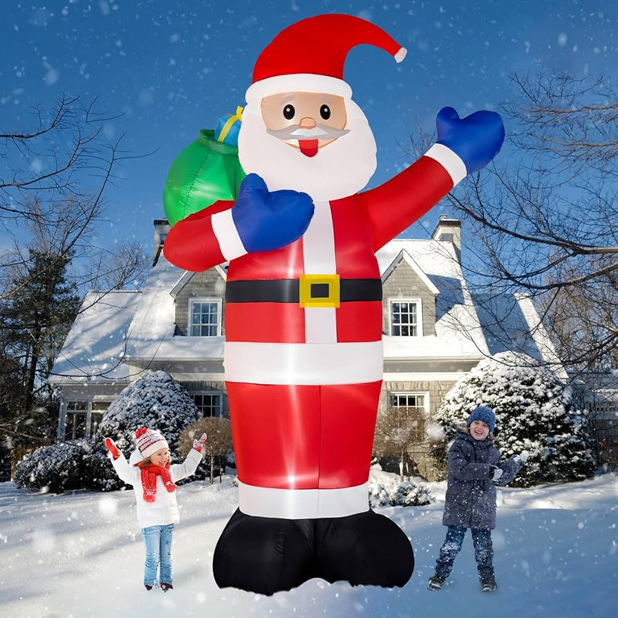B&D 12FT Giant Christmas Inflatables Santa Claus Outdoor Decorations Built-in LED Lights, Christm... | Amazon (US)