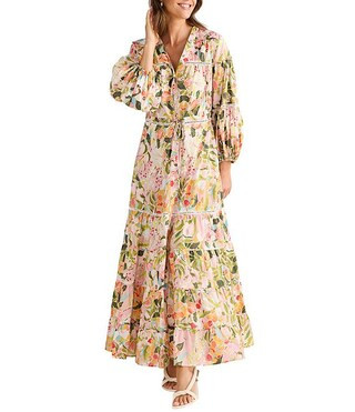 Gertie Zoe's Garden V-Neck Long Sleeve Maxi Dress | Dillard's