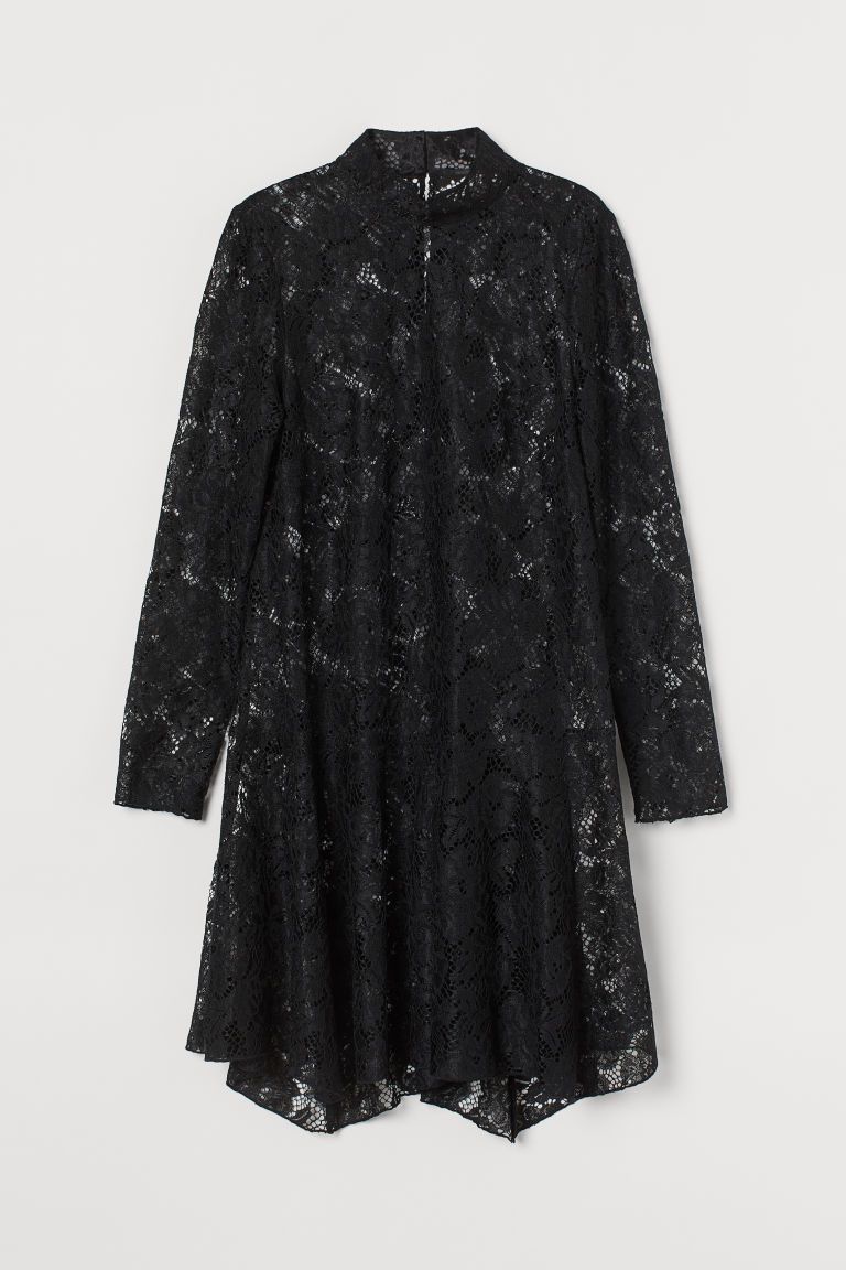 H & M - Lace Stand-up Collar Dress - Black | H&M (US + CA)