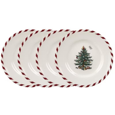 Spode Christmas Tree Peppermint Canape Plates - Set of 4 | Target