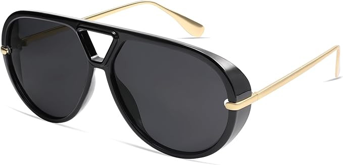 VANLINKER Oversized Trendy Polarized Aviator Sunglasses for Women Men Retro Round Sunglasses Vint... | Amazon (US)