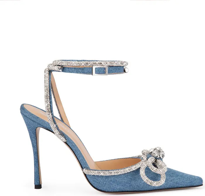 Double Crystal Bow Pointed Toe Pump (Women) | Nordstrom