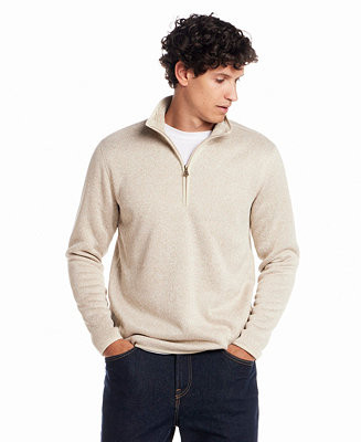 Men's Fleece Quarter Zip Sweater with Sherpa | Macy's