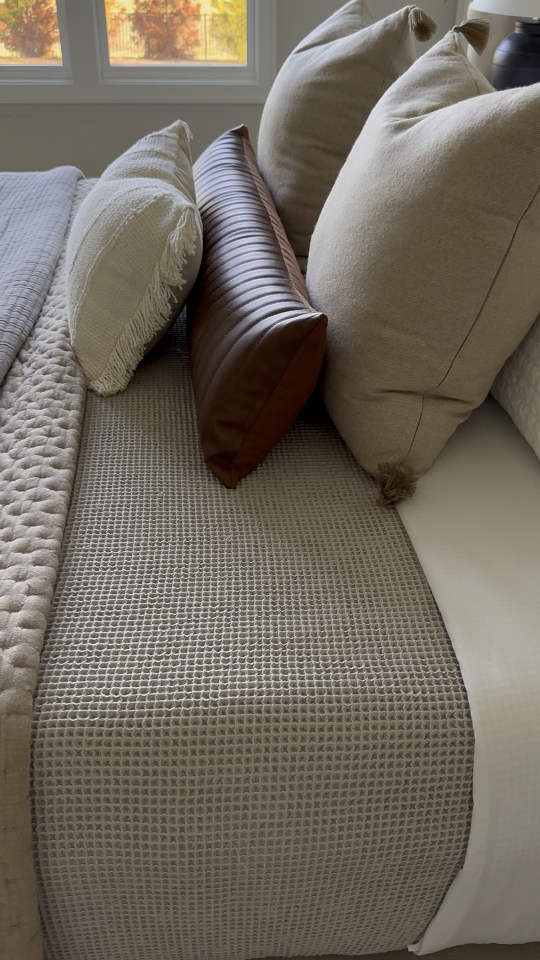 Summer bedding in my room. The waffle blanket is on sale at Pottery Barn. I used colors gray for blanket and dark khaki for the quilt. Crisp white sheets fit great and are Boll & Branch

#LTKstyletip #LTKsalealert #LTKhome