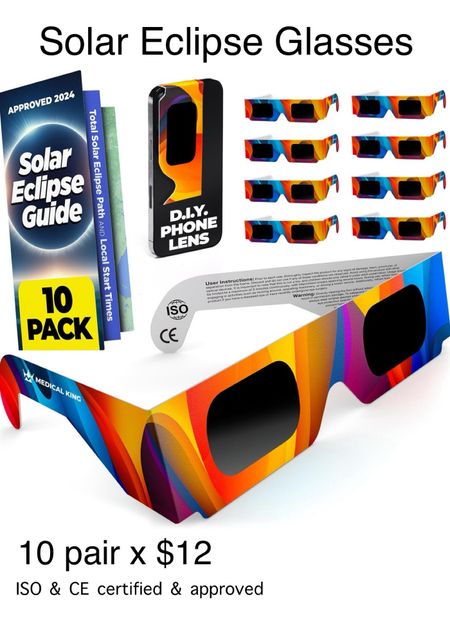OK GUYS THEY ARE GOING UP IN PRICE BUT I ATTACHED OTHER OPTIONS TO GET ASAP! 

I did prepare last time and we couldn’t see the eclipse :( but not this year!! Now we are getting ready with the right glasses!! 
10 pairs for the whole family at only $12! Get them before get  pricey 

#LTKsalealert #LTKfamily #LTKSeasonal