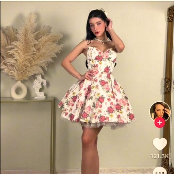 HOUSE OF CB Minimoiselle italian Rose Print Tulle Mini dress Fuller and Tall | Poshmark