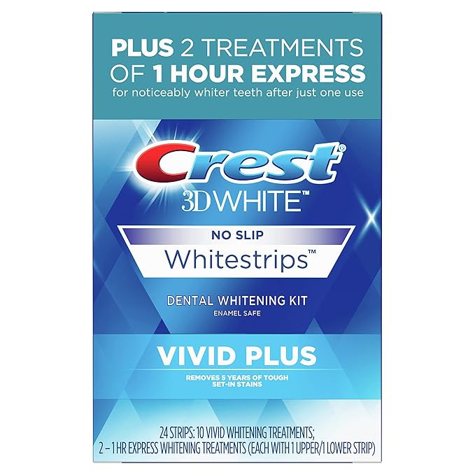 Crest 3D Whitestrips, Vivid Plus, Teeth Whitening Strip Kit, 24 Count (Pack of 1) | Amazon (US)