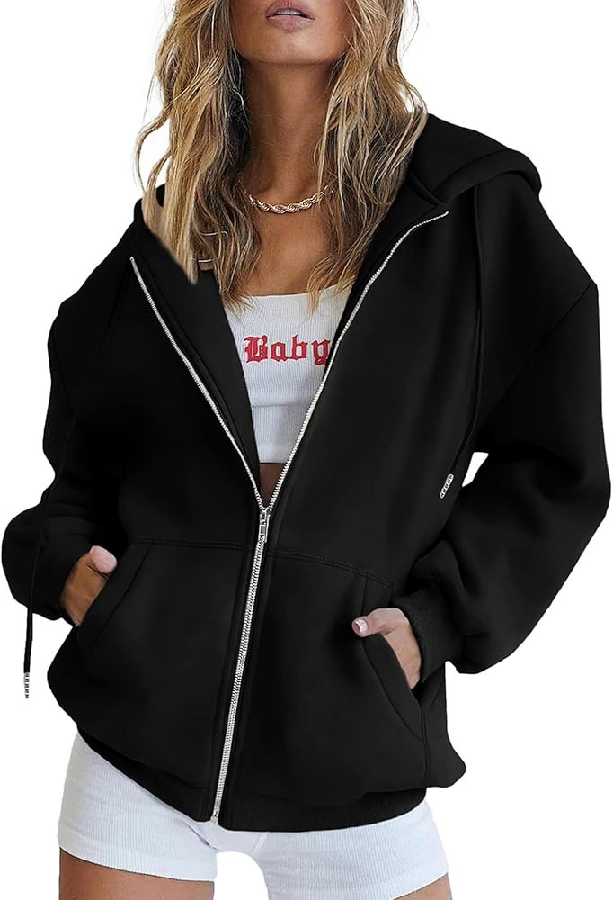 PRETTYGARDEN Women's Zip Up Y2K Hoodies Casual Long Sleeve Track Jackets With Pockets | Amazon (US)