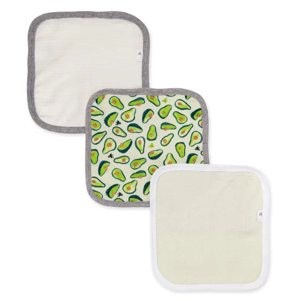 Avo-Crazy Organic Cotton Washcloths 3 Pack | Burts Bees Baby