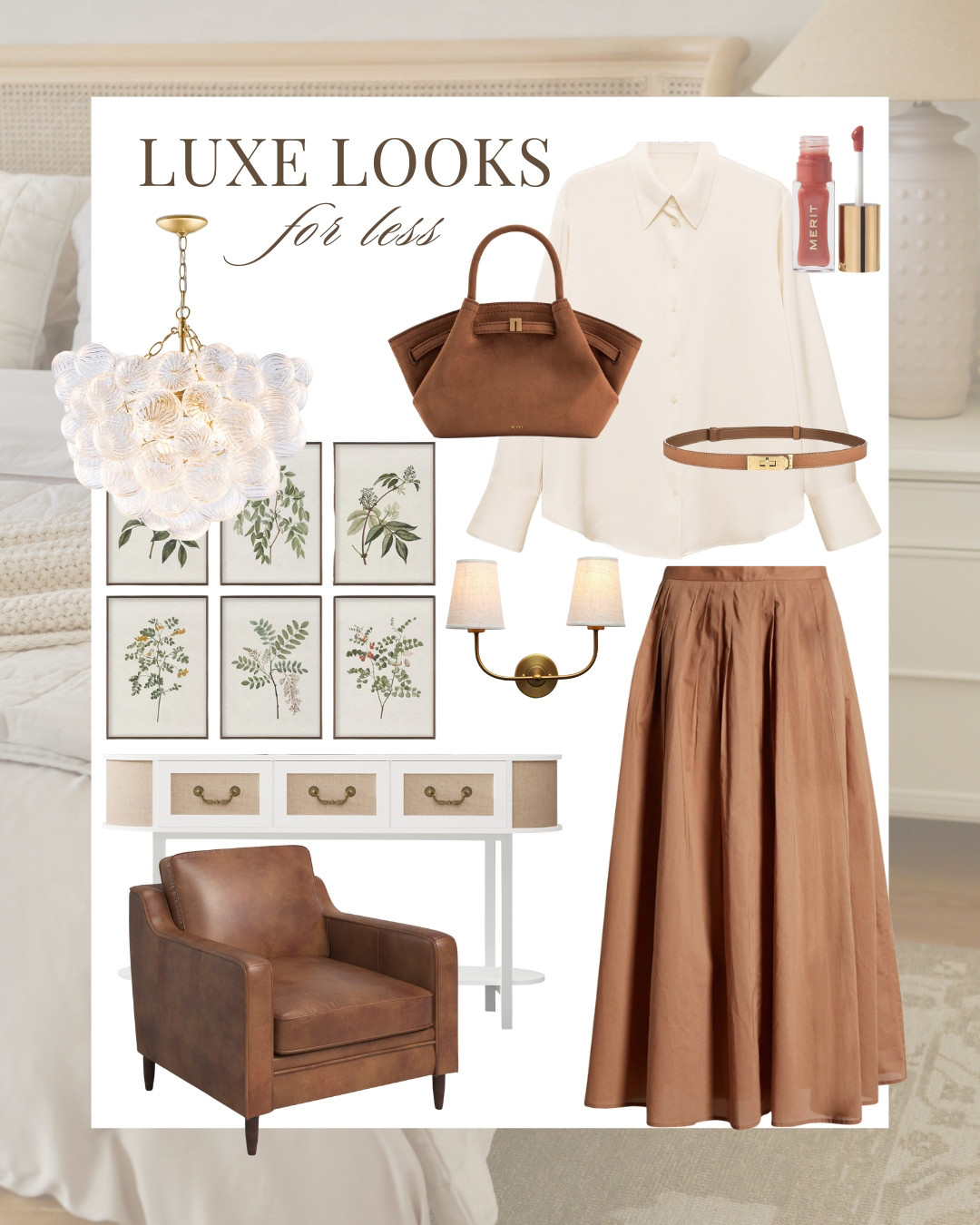 Luxe home decor and outfits for less. Quiet luxury style on a budget!

Amazon lighting, Wayfair lighting, Wayfair arm chair, Amazon console table, Amazon wall art, skirt, Mango blouse, designer bag dupe, Sephora Merit lip oil, Stefana Silber 

 

#LTKStyleTip #LTKOver40 #LTKHome