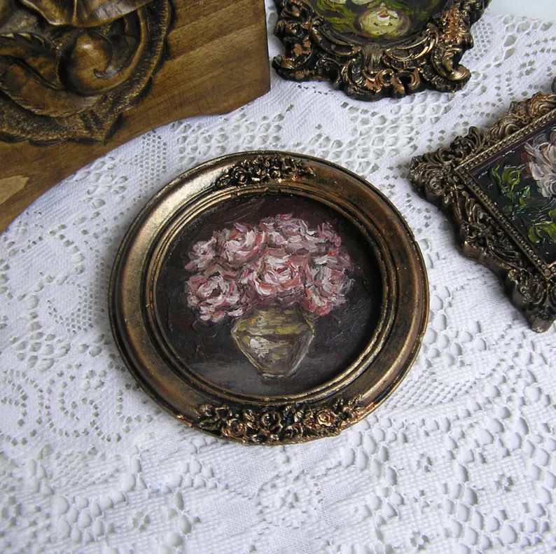 Floral Oil Painting, Framed Art, Peony Wall Decor, Original Painting, Vintage Style Art - Etsy | Etsy (US)