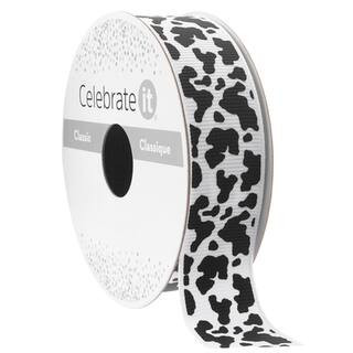 7/8" x 7yd. Black & White Cow Print Ribbon by Celebrate It® Classic | Michaels® | Michaels Stores