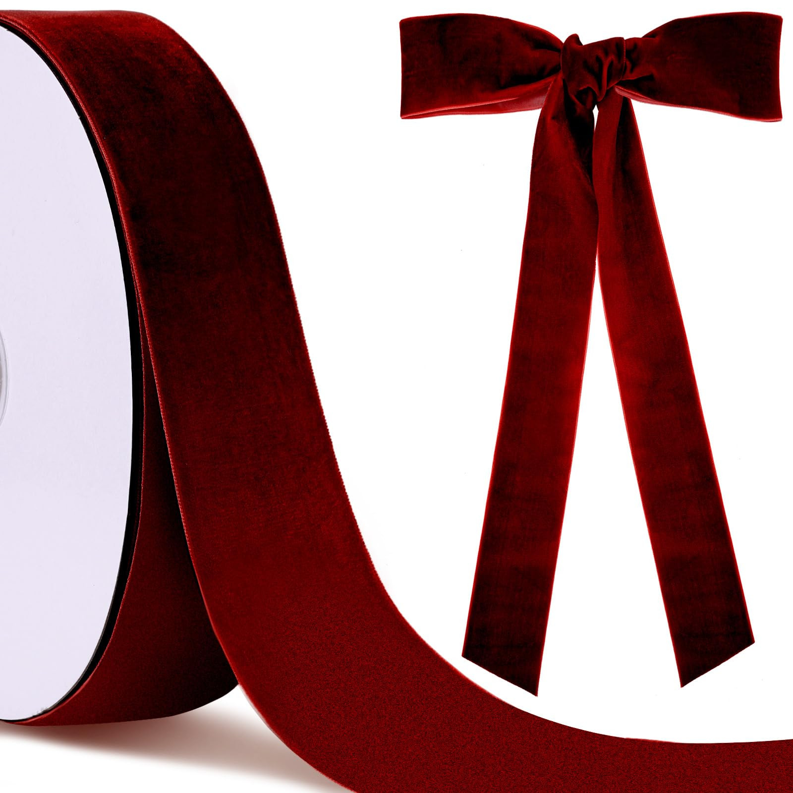 25 Yards Cream White Velvet Ribbon 2 Inch Vintage Fabric Christmas Ribbon Gift Wrapping for Chris... | Amazon (US)