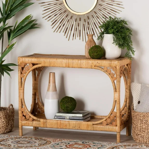 bali & pari Ramona Rattan BOHO Console Tables, Light Honey | Walmart (US)