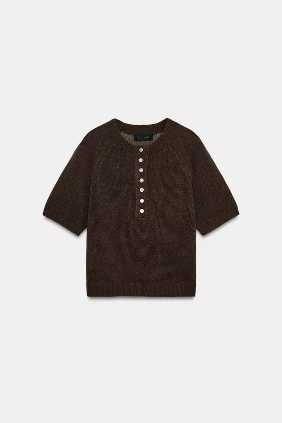 SHORT SLEEVE KNIT JUMPER WITH BUTTONS | Zara DE