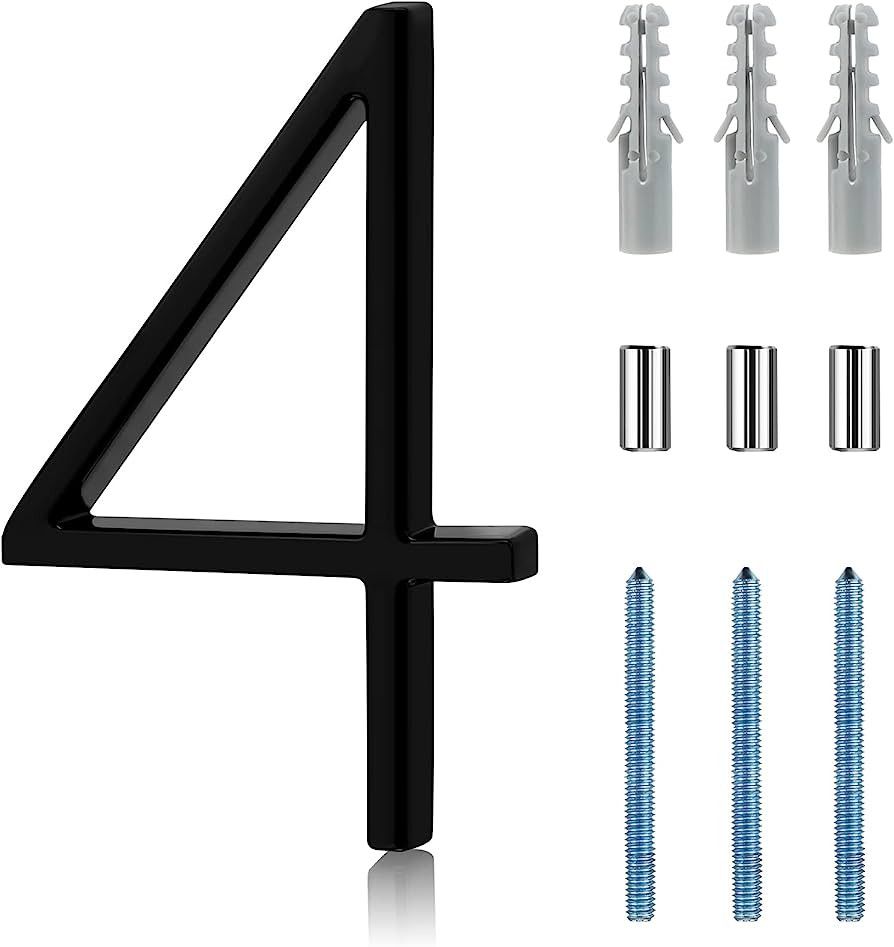 JJGoo 5" Floating House Numbers for Outside, Stainless Steel Black Address Numbers, Modern Metal ... | Amazon (US)