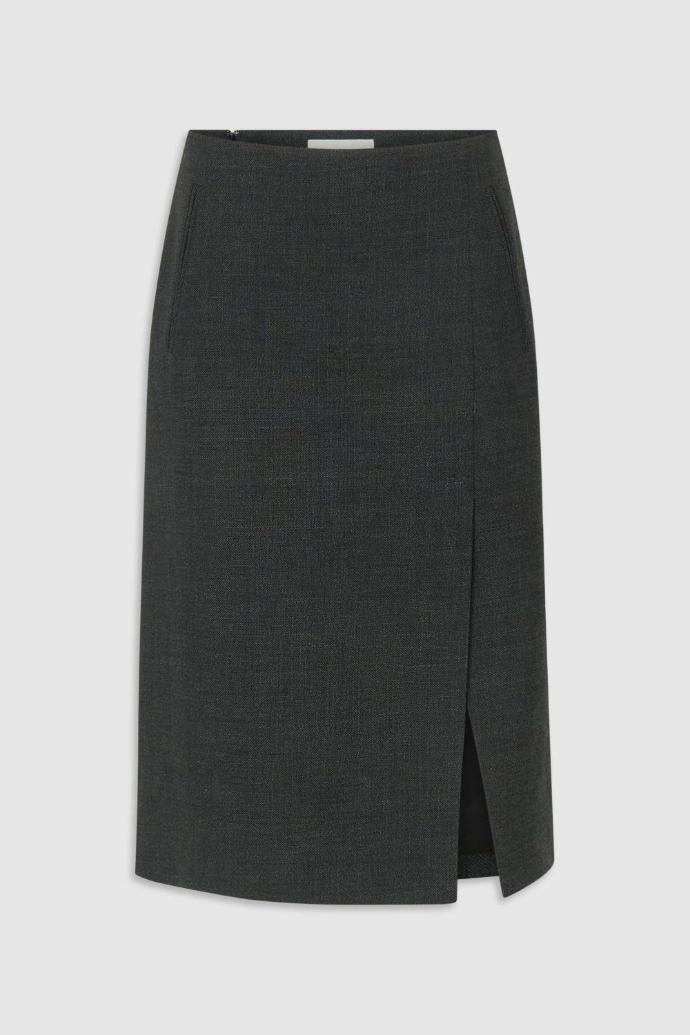 Wool Pencil Skirt Dark Charcoal | Oroton
