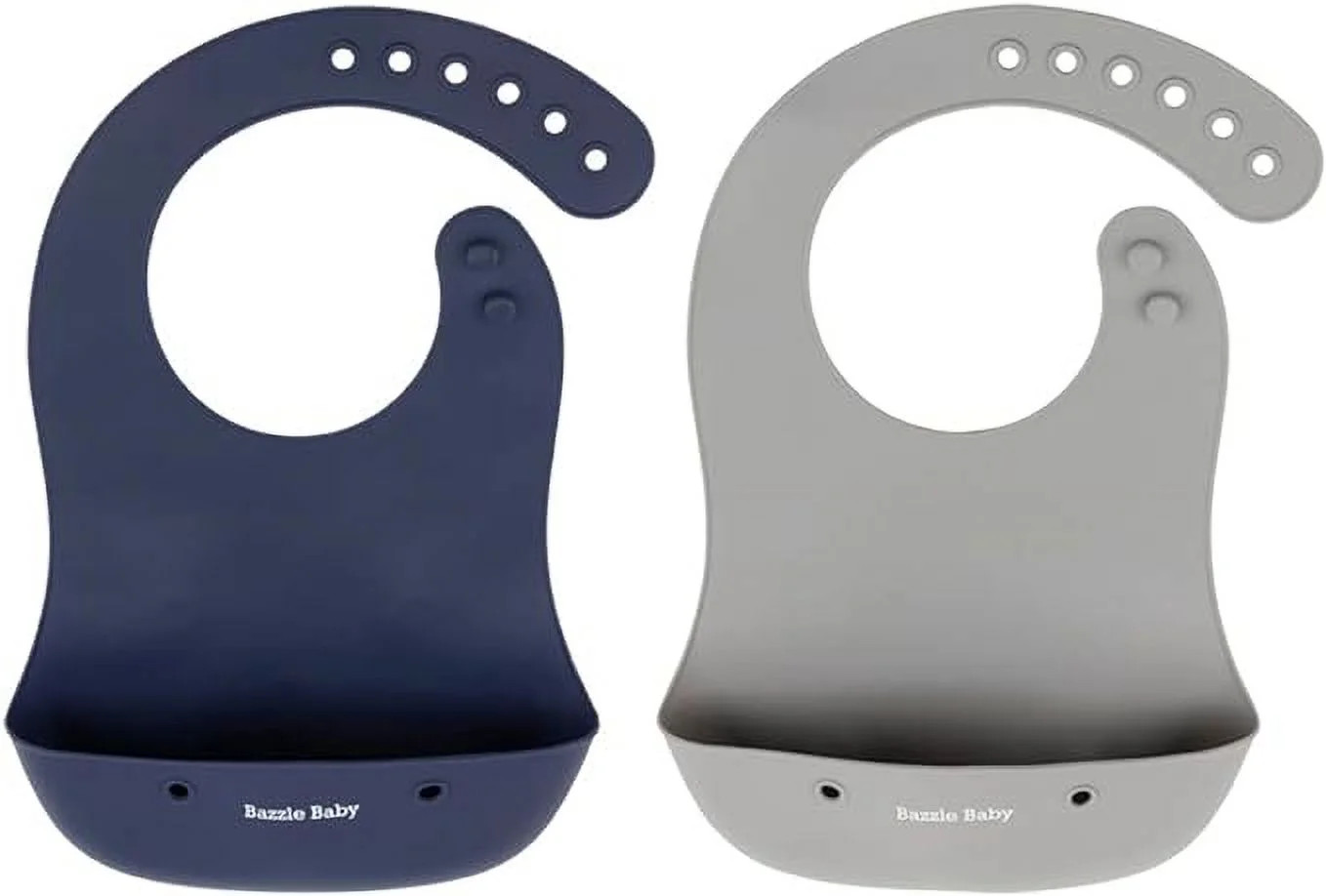 Bazzle Baby Silicone Bib for Baby with Food Catcher - Waterproof Roll Up and Button Feeding Bib f... | Walmart (US)