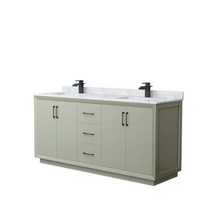 Strada 72" Double Bathroom Vanity Set_White Carrara Marble | Wayfair North America