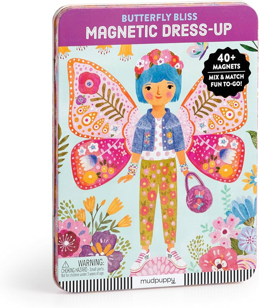 Mudpuppy Butterfly Bliss \u2013 Magnetic Dress Up Set Including 2 Illustrated Butterfly Themed Ba... | Amazon (US)