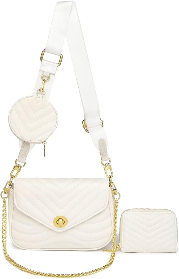 JEEHAN Quilted Crossbody Bags for women Designer Shoulder Handbags Small Purse | Amazon (US)