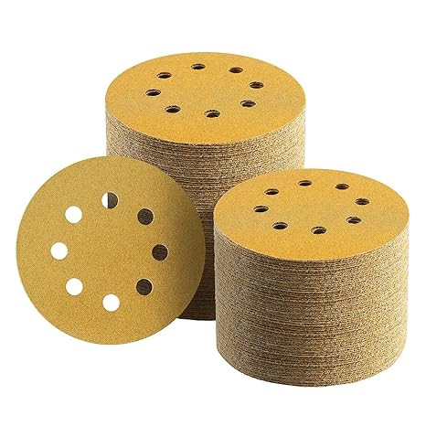 100 Pcs 5 Inch Sanding Discs Hook and Loop, 80 Grit Sandpaper for Woodworking or Automotive, 8 Ho... | Amazon (US)