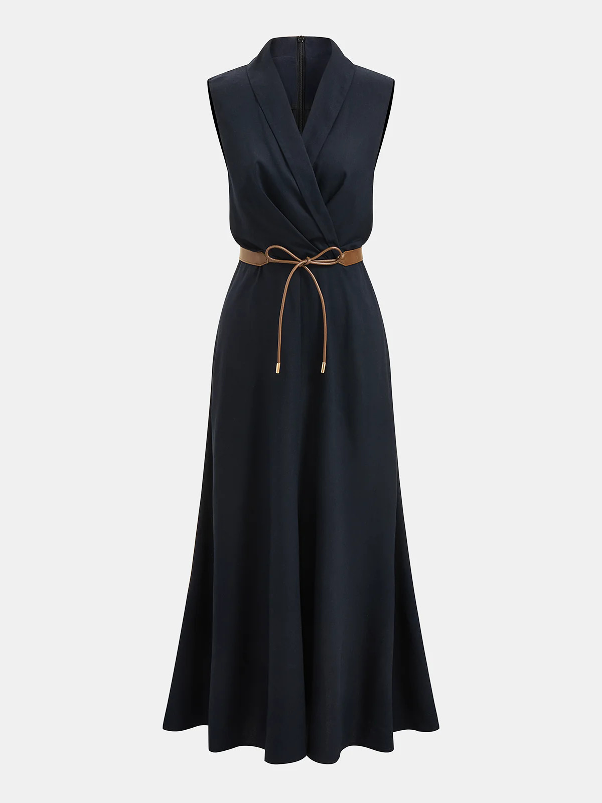 Belted Sleeveless Wrap Maxi Dress | Commense