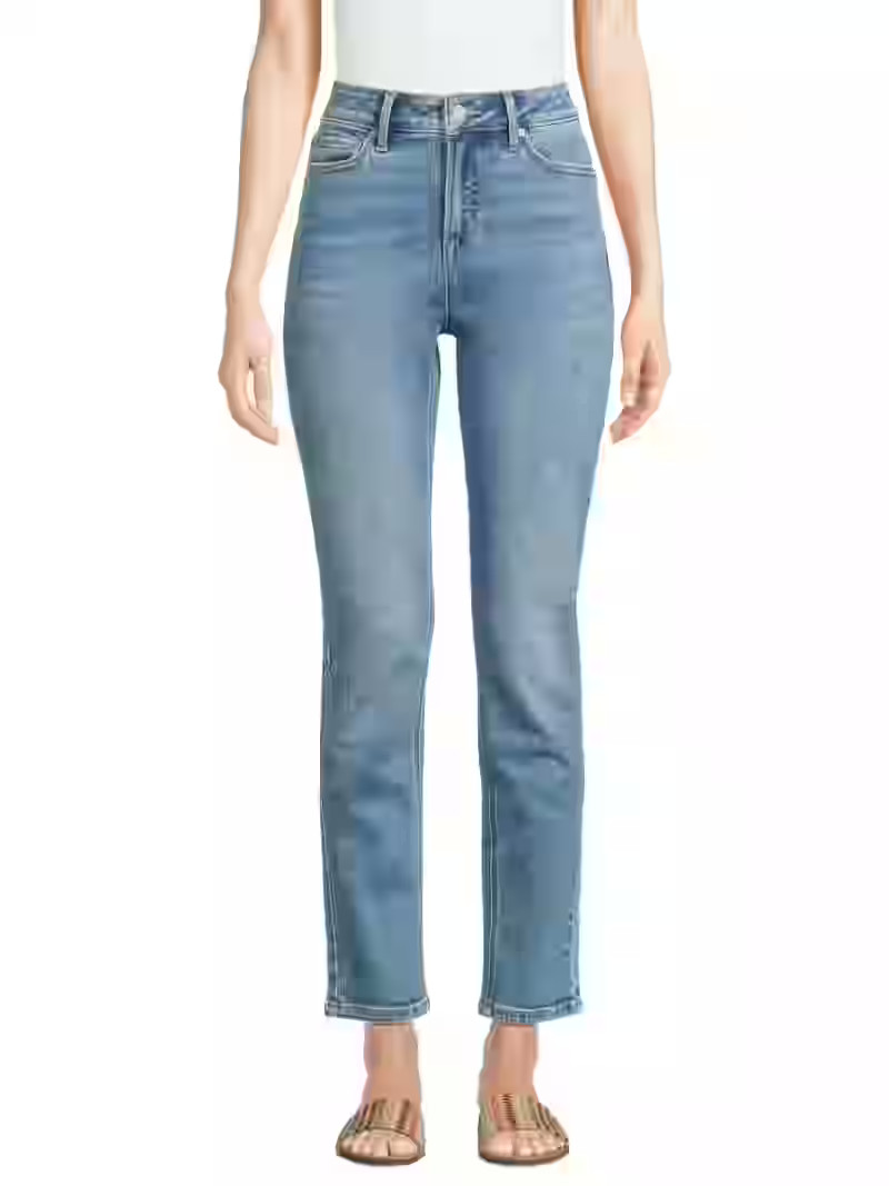 Time and Tru Women’s Mid Rise Straight Leg Jeans, 30" and 28" Inseams, Sizes 0-22 | Walmart (US)