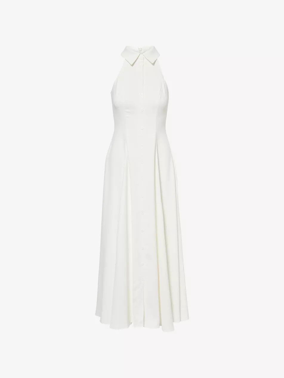 The Ultimate Muse Flowy-Collar Woven Midi Dress | Selfridges