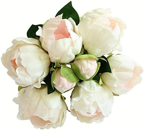 Elyjhyy Artificial Peony Flowers Fake Bouquets Real Touch Bunch for Wedding Bouquets Home Decor (Lig | Amazon (US)