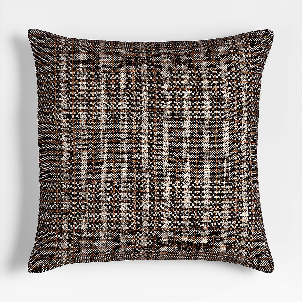 Katla Woven Linen Plaid 23"x23" Ink Black Throw Pillow Cover | Crate & Barrel | Crate & Barrel