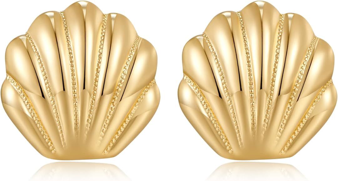 LILIE&WHITE Seashell Stud Earrings For Women Gold Earrings Seashore Earrings Nautical Jewelry For... | Amazon (UK)