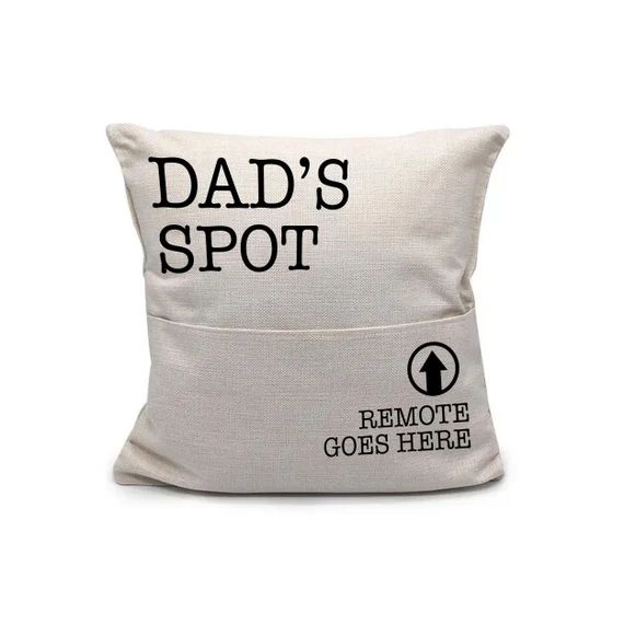 father's day pillow dad's spot remote goes here faux linen pillowcase pillow great gift for dad b... | Etsy (US)