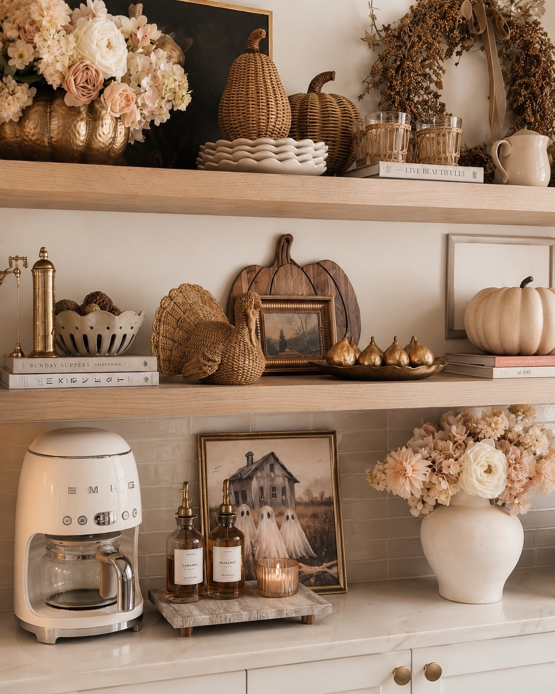 Fall decor it’s starting to show up in stores!!! Loving the wicker rattan pumpkins and the wicker turkey!