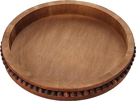 Creekview Home Emporium Rustic Wood Tray Centerpiece Tray - 16in Large Decorative Round Wooden Tr... | Amazon (US)