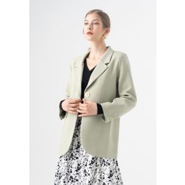 Single Breasted Pad Shoulder Blazer in Pea Green | Chicwish