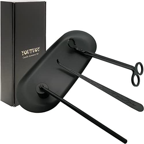 YOUTUOY 4 in1 Candle Accessory Set with Storage Tray Plate, Candle Wick Trimmer, Candle Wick Snuf... | Amazon (US)
